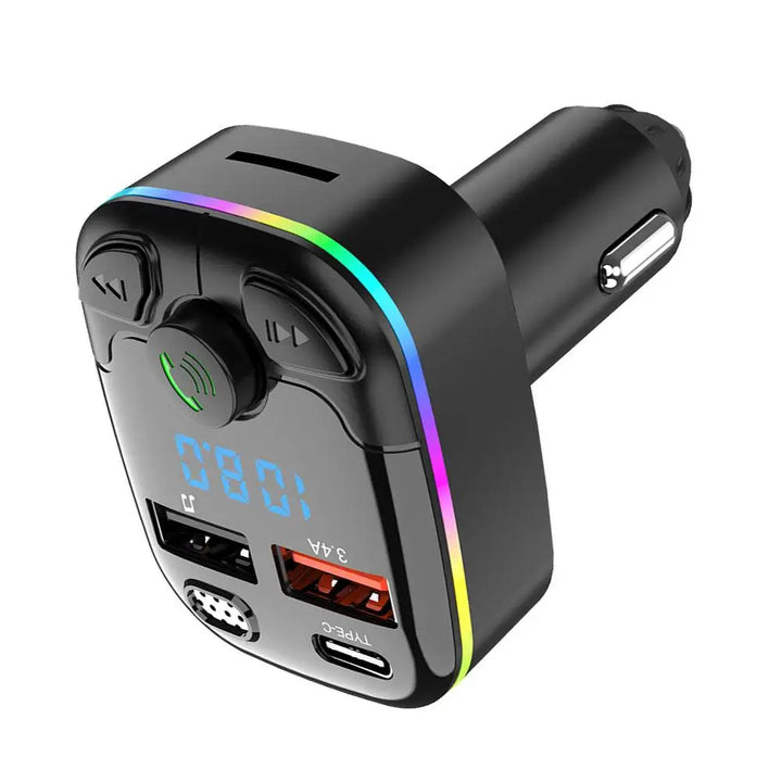 Bluetooth 5.0 Car  Transmitter PD Type-C Dual USB Ambient Player MP3