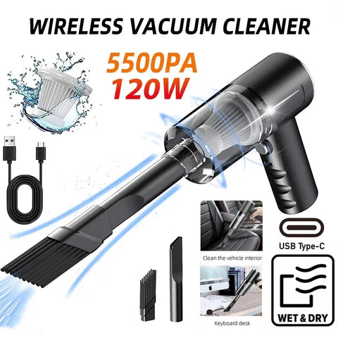 Handheld Car Wireless Vacuum Cleaner - Dry & Wet Use