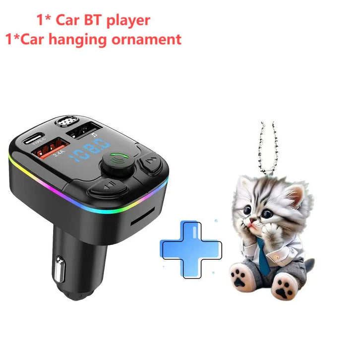 Bluetooth 5.0 Car  Transmitter PD Type-C Dual USB Ambient Player MP3