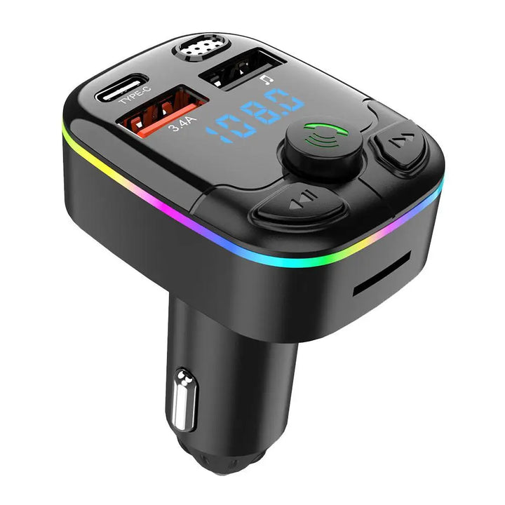 Bluetooth 5.0 Car  Transmitter PD Type-C Dual USB Ambient Player MP3